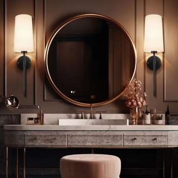 SLYYMY Wall Sconces Sets of 2, Retro Industrial Wall Lamps, Bathroom Vanity Sconces Wall Lighting with White Fabric Shades, Wall Lights for Bedroom Living Room Kitchen Island (Black)