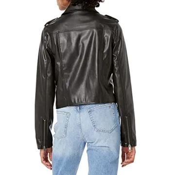 The Drop Women's Heather Faux Leather Moto Jacket, Black, XXL, Plus Size