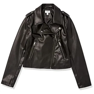 The Drop Women's Heather Faux Leather Moto Jacket, Black, XXL, Plus Size