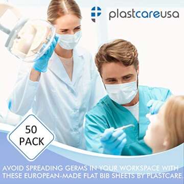 Disposable Dental Bibs 13"x18" - 3 Ply Waterproof Tattoo Bib Sheet for Patients - Dentist or Medical Tray Cover and Nail Table Cover Supplies, White