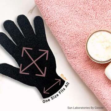 Sun Laboratories By Giesee Exfoliating Gloves 4 Pairs - Body Scrubber, Exfoliating Body Scrubber, Exfoliating Body Scrub, Self Tan Remover Mitt, Sunless Tanner Remover, Pre Tan Exfoliator, Tan Removal