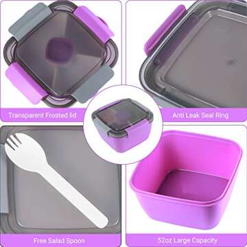 Freshmage Salad Lunch Container with 3 Compartments for Easy Meals
