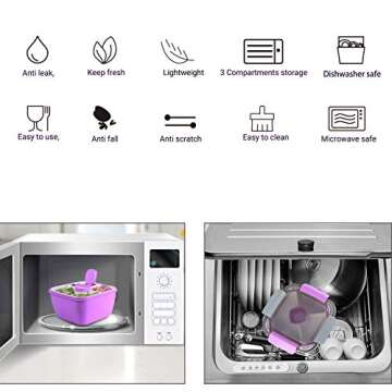 Freshmage Salad Lunch Container with 3 Compartments for Easy Meals