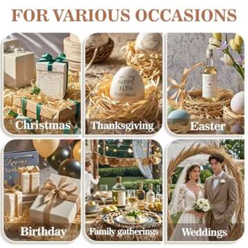 Sukh Natural Raffia Ribbon - 6PCS Raffia Straw for Florist Bouquets Decoration Crafts Ribbon for Wrapping Christmas Birthday