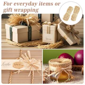 Sukh Natural Raffia Ribbon - 6PCS Raffia Straw for Florist Bouquets Decoration Crafts Ribbon for Wrapping Christmas Birthday