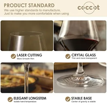 Coccot Wine Glasses Set of 6 - Premium Lead-Free Crystal