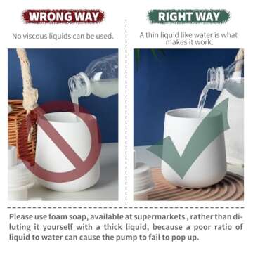 BosilunLife Foam Hand Soap Dispenser - 12 oz Bathroom Lotion Hand Pump Dispenser White Foaming Soap Dispenser Ceramic Dish Liquid Dispenser for Kitchen Hand Wash Dispenser (Rubber Paint)