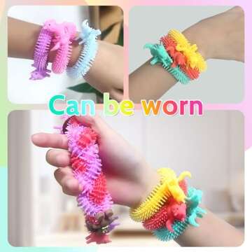 TGXLAK 10pcs Unicorn Stretchy Strings Toys, Sensory Stress Toys for Against Anxiety, Quiet Stress Relief Toy for Autism and Special Needs,Improve Mood and Relieve Stress, 3-12 Boys Girls Toddlers Toy.