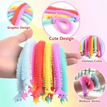 TGXLAK 10pcs Unicorn Stretchy Strings Toys, Sensory Stress Toys for Against Anxiety, Quiet Stress Relief Toy for Autism and Special Needs,Improve Mood and Relieve Stress, 3-12 Boys Girls Toddlers Toy.
