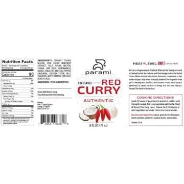 Parami Thai Curry Sauce Size 16 OZ (Gluten Free, Dairy Free, Nut Free) (Pack of 3, Red)