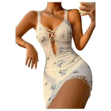 Elegant SHENHE Floral Lace Trim Sexy Nightgown for Women