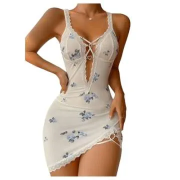 Elegant SHENHE Floral Lace Trim Sexy Nightgown for Women