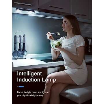 Under Cabinet Lights, Wireless Motion Sensor Light Indoor, Black 10in LED White Lighting Rechargeable Battery Operated,4 Modes Night Light, Stick-On Magnetic Closet Lights for Kitchen, Hallway(2 Pack)