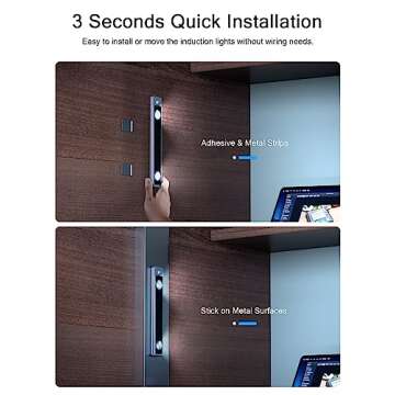 Under Cabinet Lights, Wireless Motion Sensor Light Indoor, Black 10in LED White Lighting Rechargeable Battery Operated,4 Modes Night Light, Stick-On Magnetic Closet Lights for Kitchen, Hallway(2 Pack)