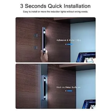 Under Cabinet Lights, Wireless Motion Sensor Light Indoor, Black 10in LED White Lighting Rechargeable Battery Operated,4 Modes Night Light, Stick-On Magnetic Closet Lights for Kitchen, Hallway(2 Pack)