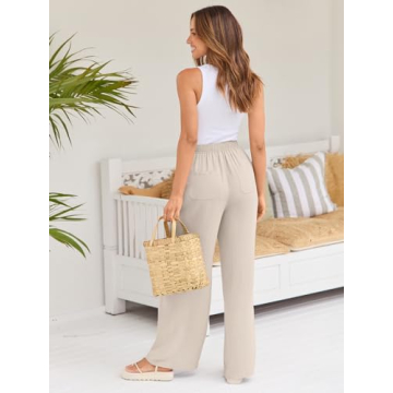 Stylish LILLUSORY Women's Linen Palazzo Pants for Summer