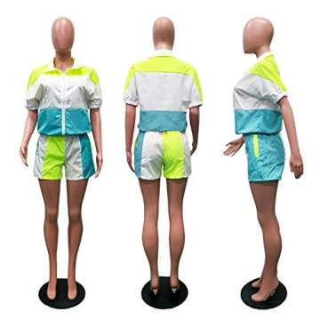 Ophestin Women’s Casual Patchwork Outfit Set Blue Green Size XXL