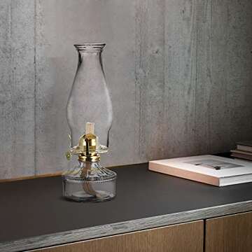 DNRVK Warm Home Mood Lighting Classic Kerosene Lamp for Indoor Use Large Clear Glass Chamber Oil Lam...