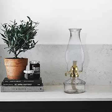 DNRVK Warm Home Mood Lighting Classic Kerosene Lamp for Indoor Use Large Clear Glass Chamber Oil Lamps Lanterns 12.59" Heigh