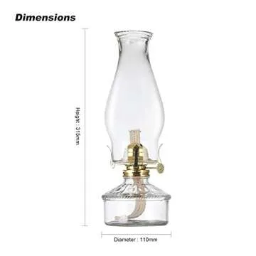 DNRVK Warm Home Mood Lighting Classic Kerosene Lamp for Indoor Use Large Clear Glass Chamber Oil Lamps Lanterns 12.59" Heigh