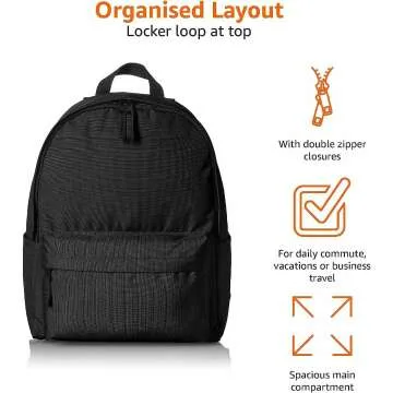 Amazon Basics Classic Black Backpack for Everyday Use