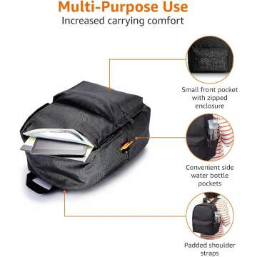 Amazon Basics Classic Black Backpack for Everyday Use