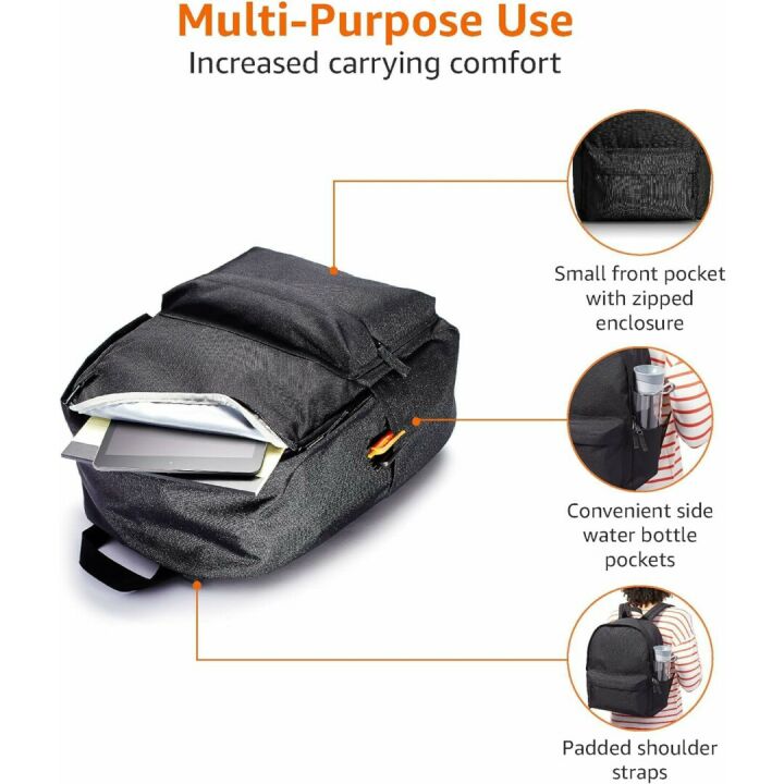 Amazon Basics Classic Black Backpack for Everyday Use