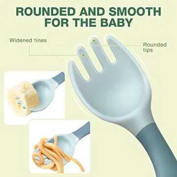 Toddler Utensils Baby Spoons and Forks Set with Case Bendable Self Feeding Training Flatware Silicone Spoon Fork for Kids Babies Children Handle Toddler Set, Green, Pink, Yellow (3 Sets)