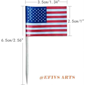 Efivs Arts 100 Pcs 4th of July American Toothpick Flag Toppers Cake Decorations Independence Day Pat...