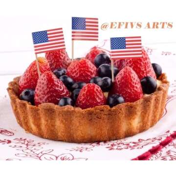 Efivs Arts 100 Pcs 4th of July American Toothpick Flag Toppers Cake Decorations Independence Day Patriotic Cupcake Toppers Picks for Army Graduation Party Supplies