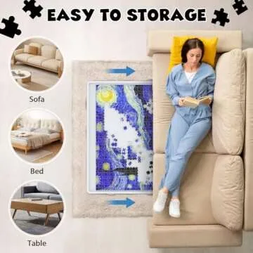 1500 Piece Rotating Puzzle Board 4 Drawers and Cover, 35"x28" Double Sided Felt Mat Portable Jigsaw Puzzle Table with Lazy Susan Spinning for Adults and Kids