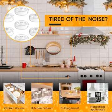 Vellax Self Adhesive Cabinet Door Bumpers - 128 pcs Sticky Silicone Clear Sound Dampening Rubber Bum...