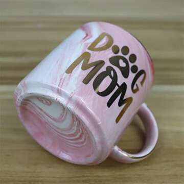 Wanpcaiy Dog Mom Mug, Dog Lover Gifts for Women, Funny Pink Ceramic Marble Coffee Mug 12.8 oz (One S...