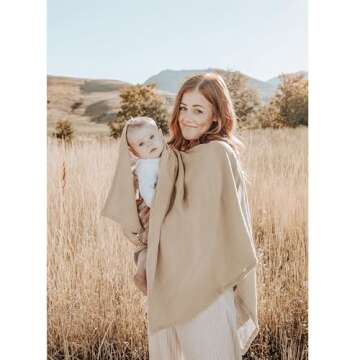 Konssy Muslin Nursing Cover for Breastfeeding, 360° Full Privacy Breathable 100% Cotton Breastfeeding Cover, Multi-use Carseat Canopy