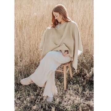 Konssy Muslin Nursing Cover for Breastfeeding, 360° Full Privacy Breathable 100% Cotton Breastfeeding Cover, Multi-use Carseat Canopy