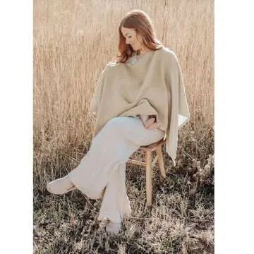 Konssy Muslin Nursing Cover for Breastfeeding, 360° Full Privacy Breathable 100% Cotton Breastfeeding Cover, Multi-use Carseat Canopy