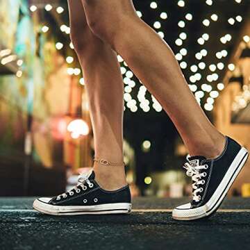 IEFWELL Gold Initial Anklets - 14K Gold Filled Cuban Link Anklets for Women (S)