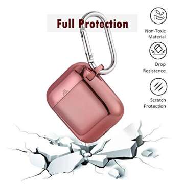 Compatible for Airpods 1 & 2 Soft TPU Cases (Front LED Visible),Doweiss Protective Cases Covers Women/Girl Luxury with Pompom Ball Keychain Compatible for Airpods Charging Case (Rose Pink)