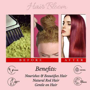 Hair Bloom | Natural Red Hair Color | Henna w/Mixed Himalayan Herbs Hair Color Powder | 12 Individua...