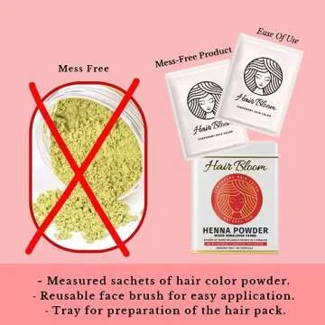 Hair Bloom | Natural Red Hair Color | Henna w/Mixed Himalayan Herbs Hair Color Powder | 12 Individual Sachets (10 gm each) | Reusable Brush & Tray Included | Shiny & Smooth Hair by Pride of India