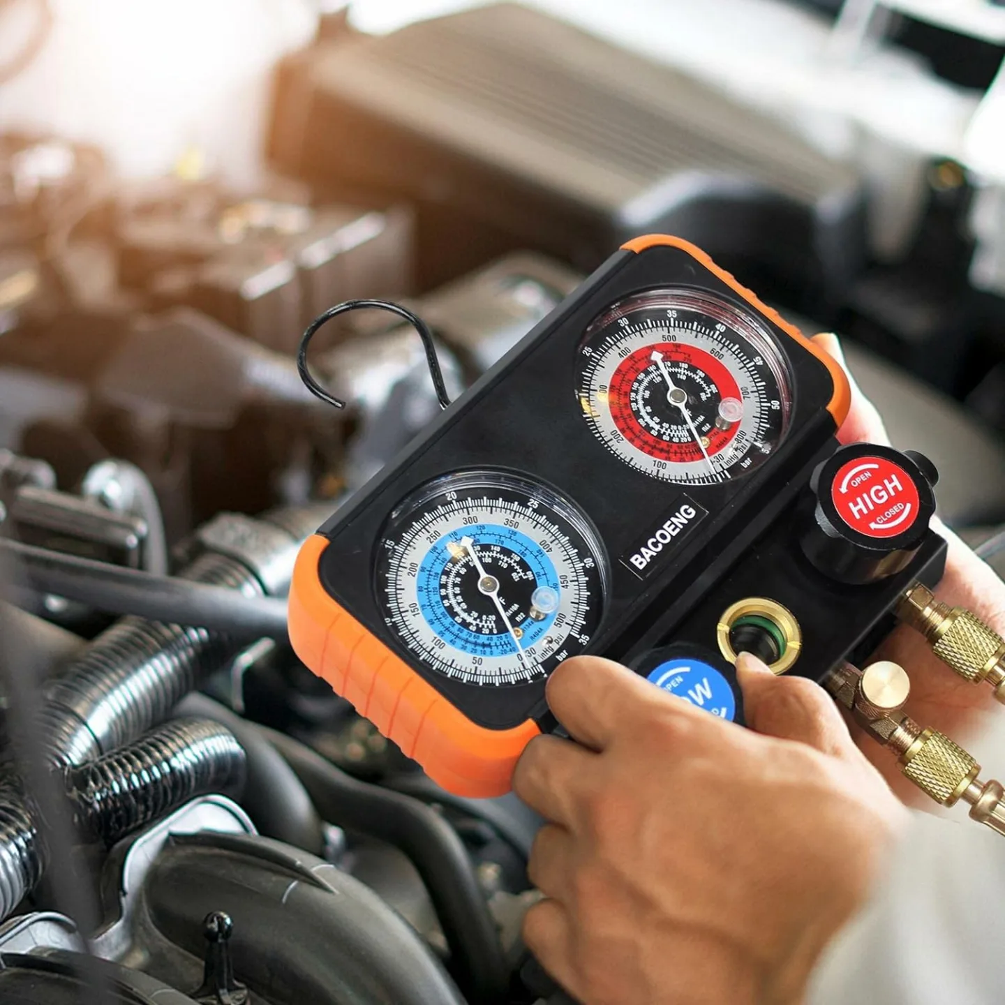 BACOENG HVAC Gauges Set for AC Charging - R134A R410A