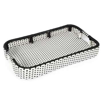 Beaumont Lane Black & White Rattan Bar Cart