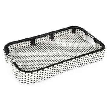 Beaumont Lane Black & White Rattan Bar Cart