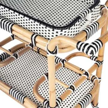 Beaumont Lane Black & White Rattan Bar Cart