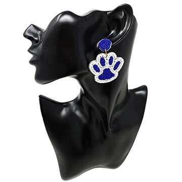 Emulily Beaded Colorful Paw Post Earrings Handmade Paw Earrings