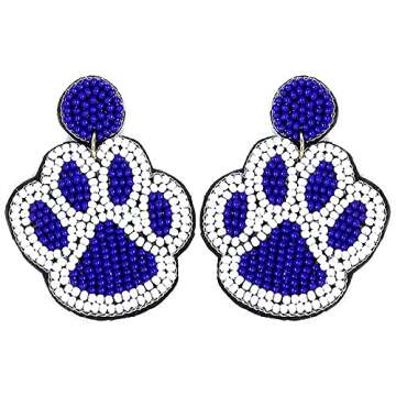 Emulily Beaded Colorful Paw Post Earrings Handmade Paw Earrings