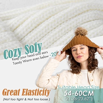 FURTALK Women's Satin Lined Knitted Beanie with Pom