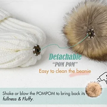 FURTALK Women's Satin Lined Knitted Beanie with Pom