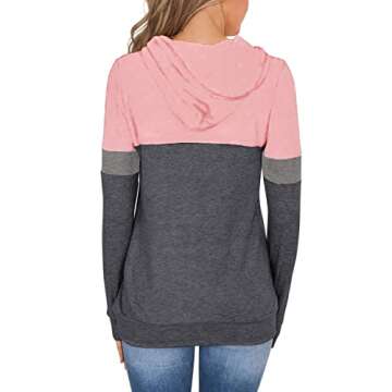 Womens Tops Ladies Tunics Casual Shirts Long Sleeve Hoodie Pullover Blouses Loose Fitting Tees Fashion Clothing Sweatshirts, Light Pink, Medium