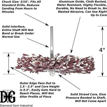 6" Grit 220 EC Star Molding Flap Sander Shank 3/16" Perfect For Sanding Difficult Curved Surfaces Wood or Metal Painting Prep Woodworking Auto Body Furniture Restoration Home/Shop (6" P220 Pack of 1)